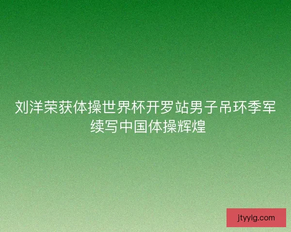 刘洋荣获体操世界杯开罗站男子吊环季军 续写中国体操辉煌